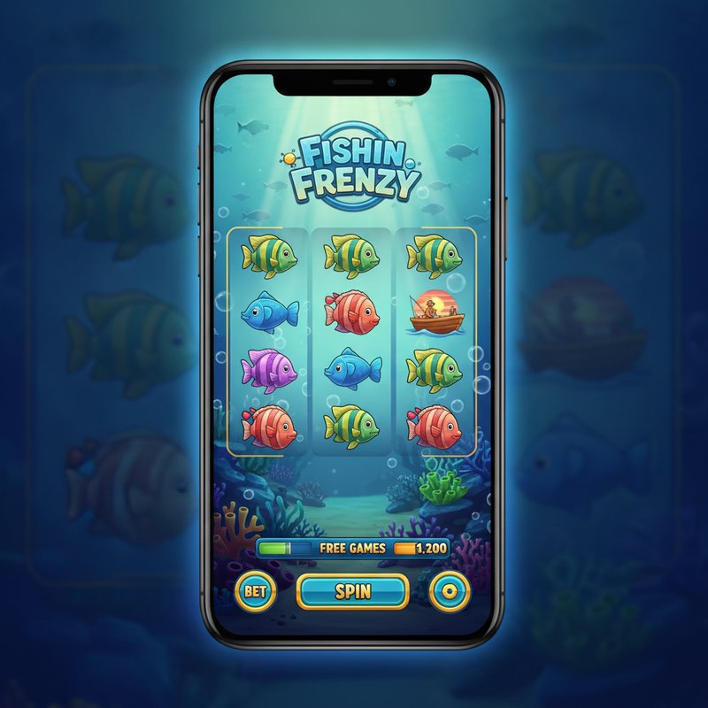 Fishin Frenzy slot by Real Time Gaming displayed on a mobile device with underwater background